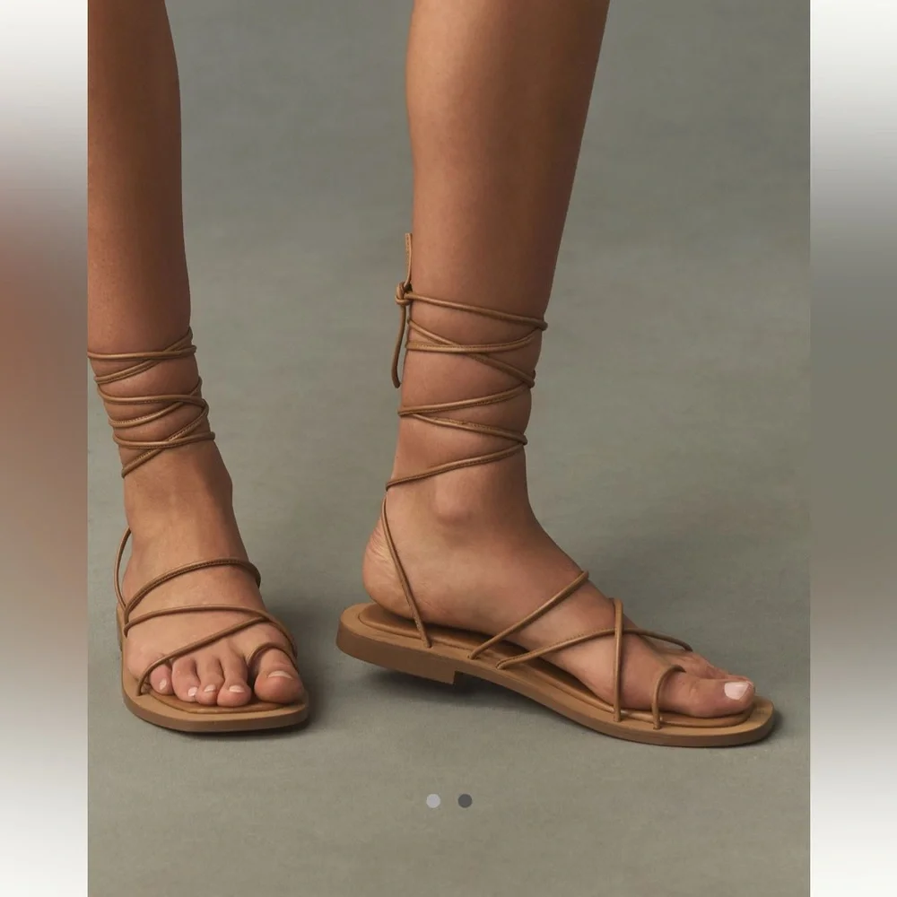 Seychelles Lilac Leather Tie Sandals - Picture 1 of 6